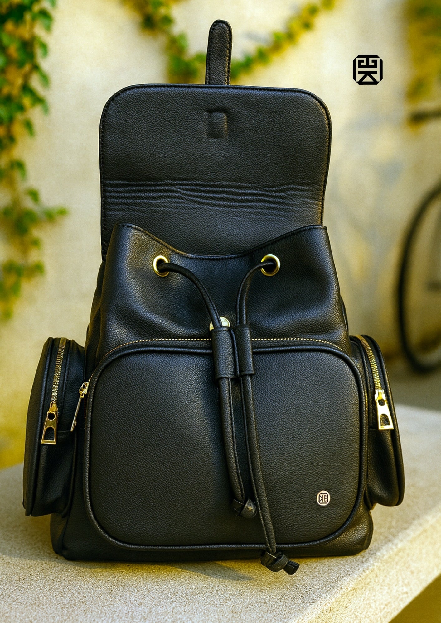Morral casual para mujer con herrajes dorados y múltiples bolsillos