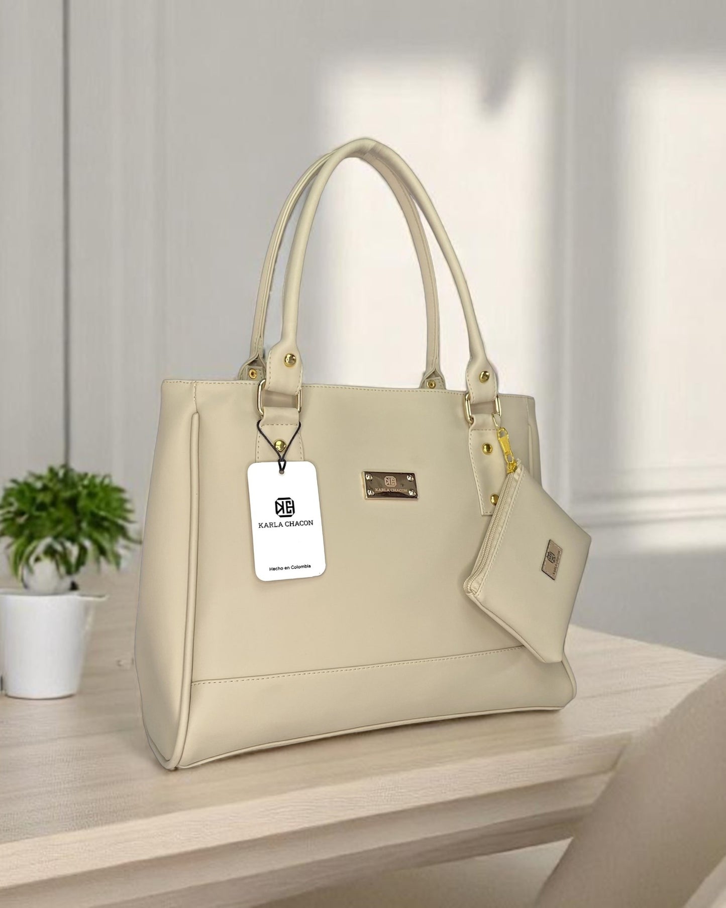 Cartera Crez Beige con Accesorio