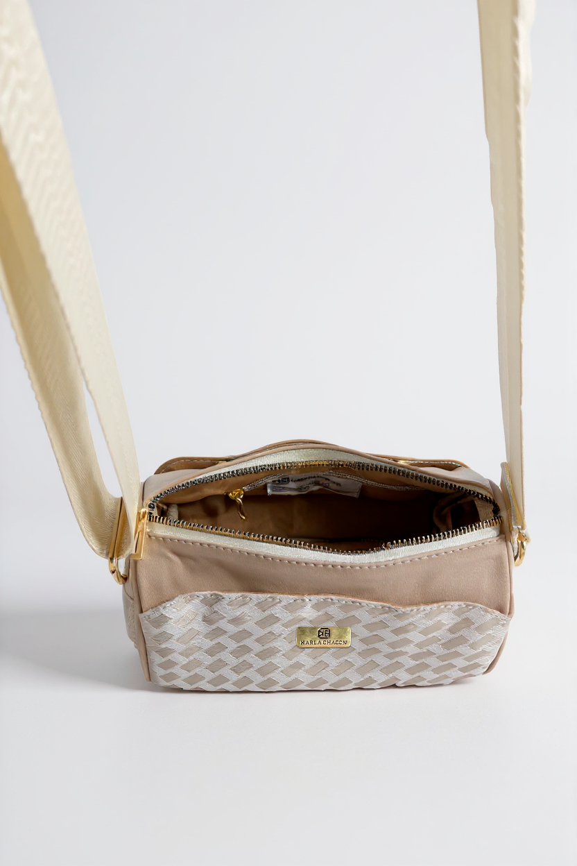 Bolso manos libres Dana Tres Compartimientos - Beige y Negro - Envío Gratis