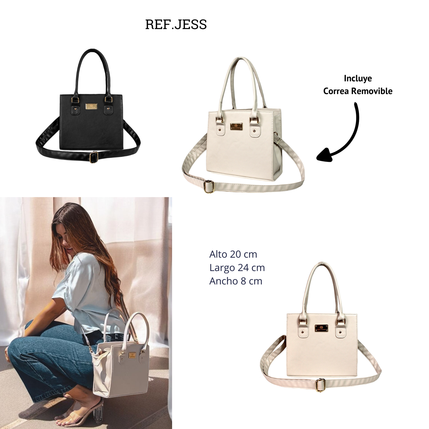 Bolso Jess Negro Con Correa Ajustable