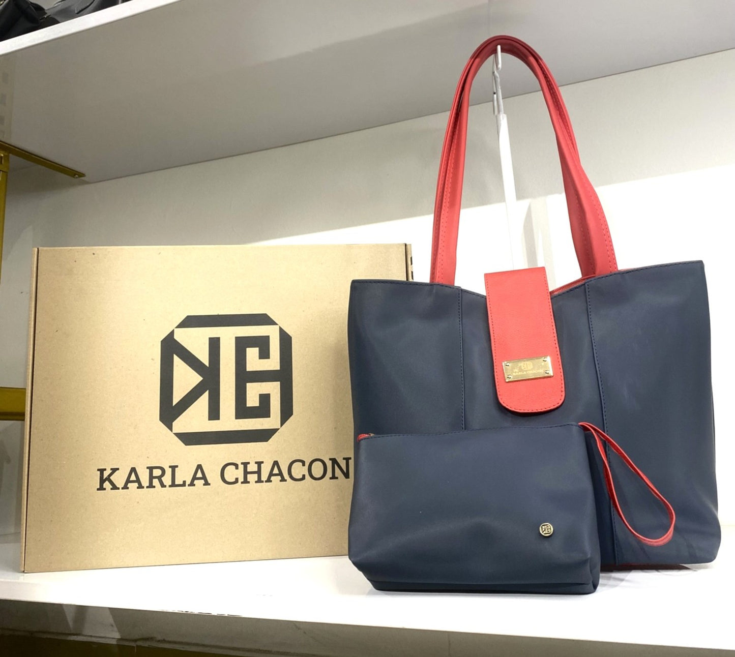 Bolso Cartera Con Cosmetiuera Azul (Line)