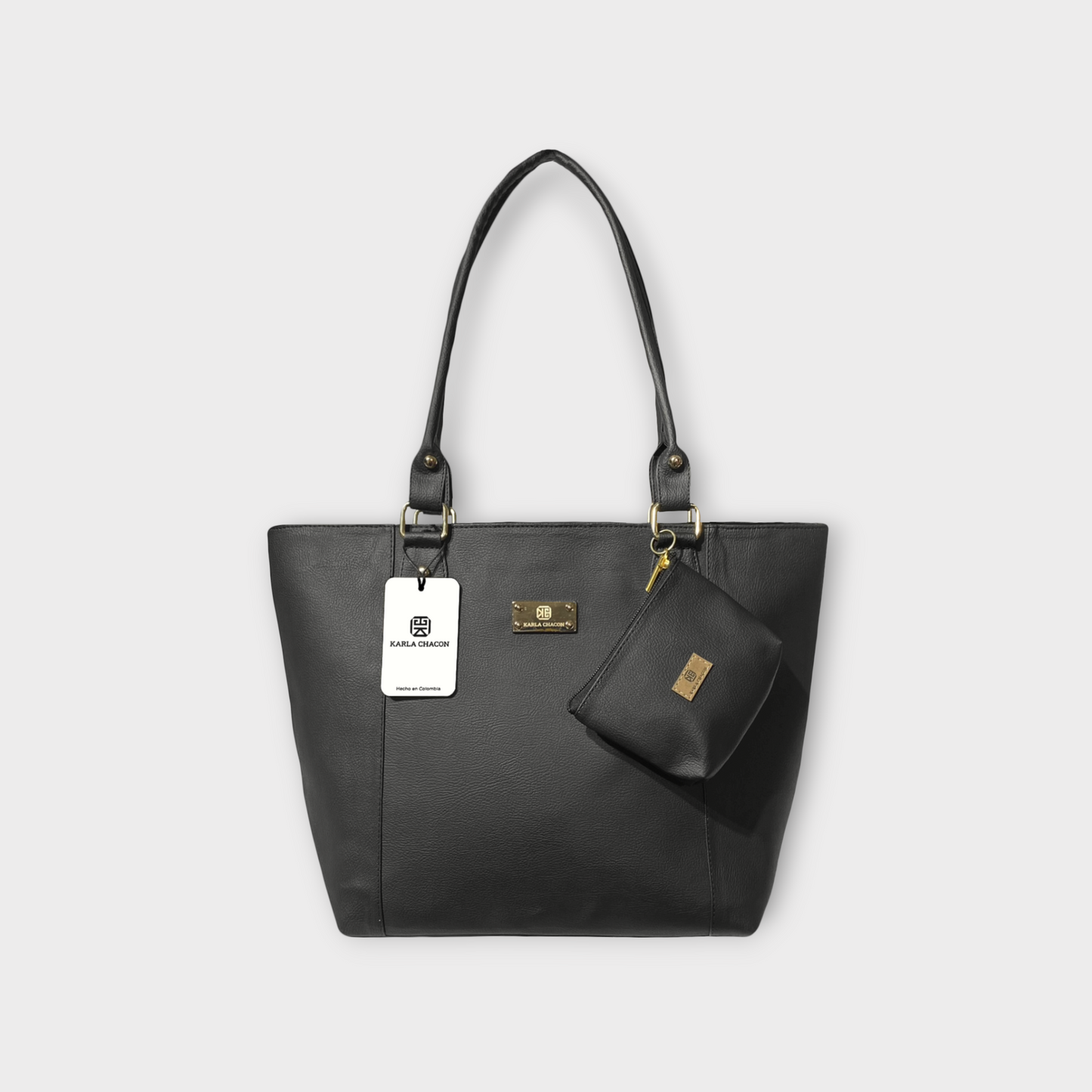Set de tres Piezas Combo Tote + Bolso Manos libres + Monedero - Negro y Beige (Mila-Nena)