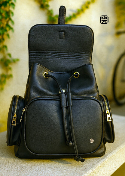 Morral casual para mujer con herrajes dorados y múltiples bolsillos