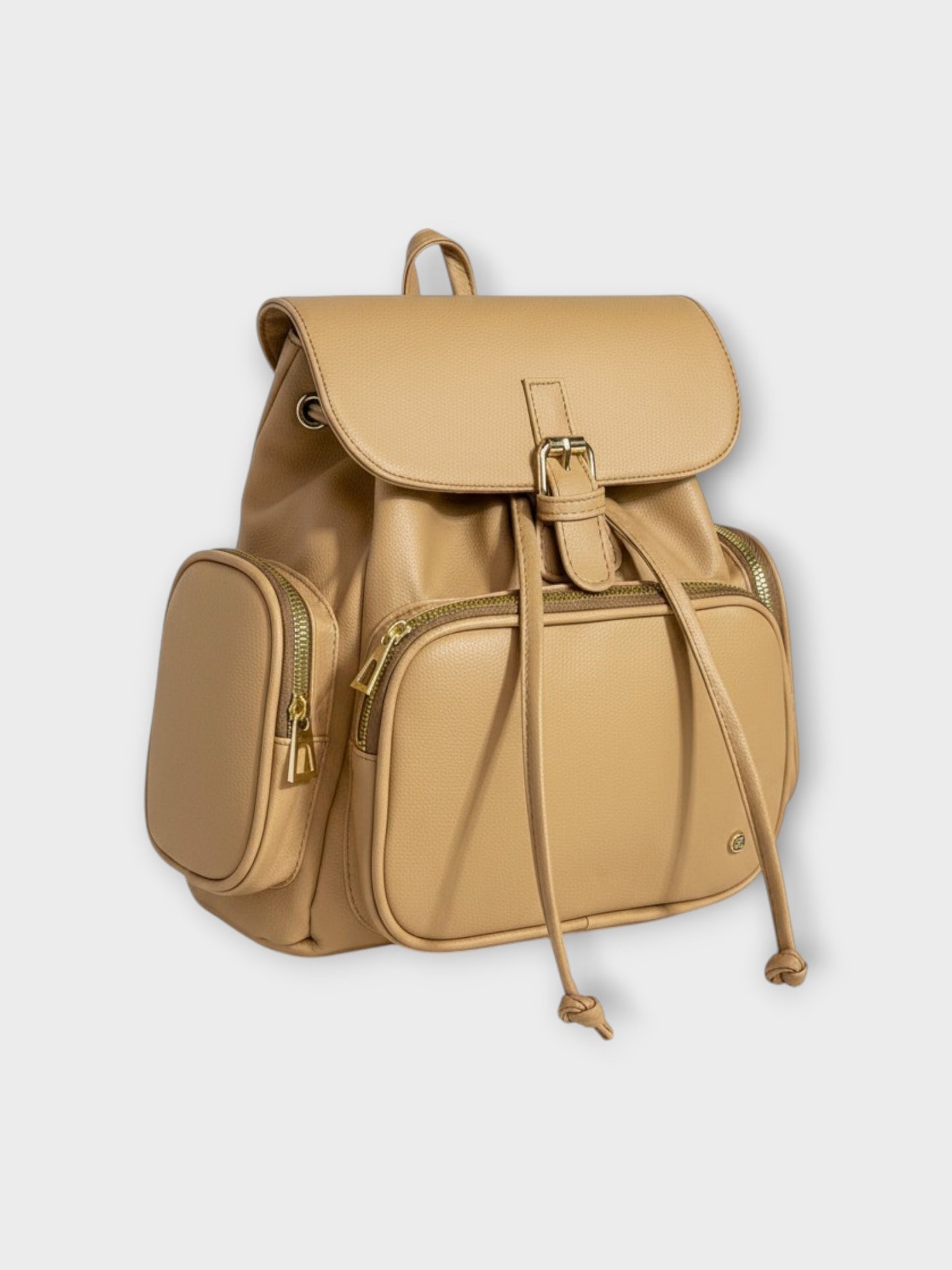 Morral casual para mujer con herrajes dorados y múltiples bolsillos - Negro, Beige y Arena