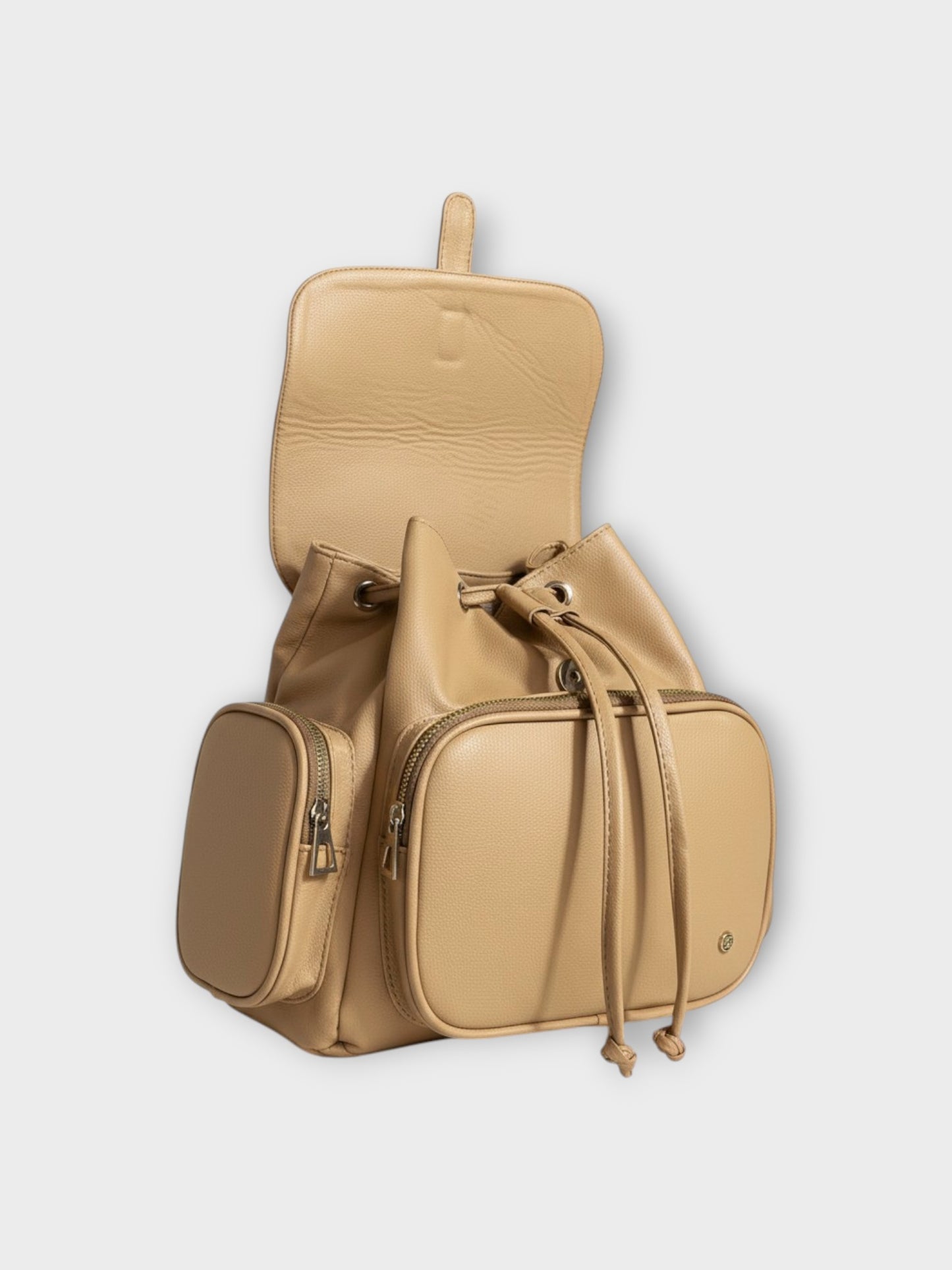 Morral casual para mujer con herrajes dorados y múltiples bolsillos - Negro, Beige y Arena