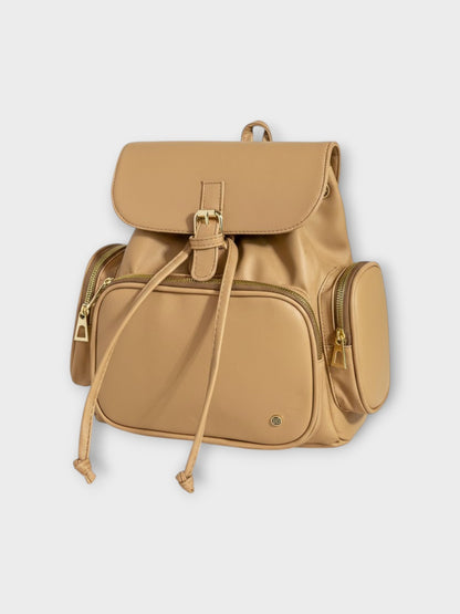 Morral casual para mujer con herrajes dorados y múltiples bolsillos - Negro, Beige y Arena