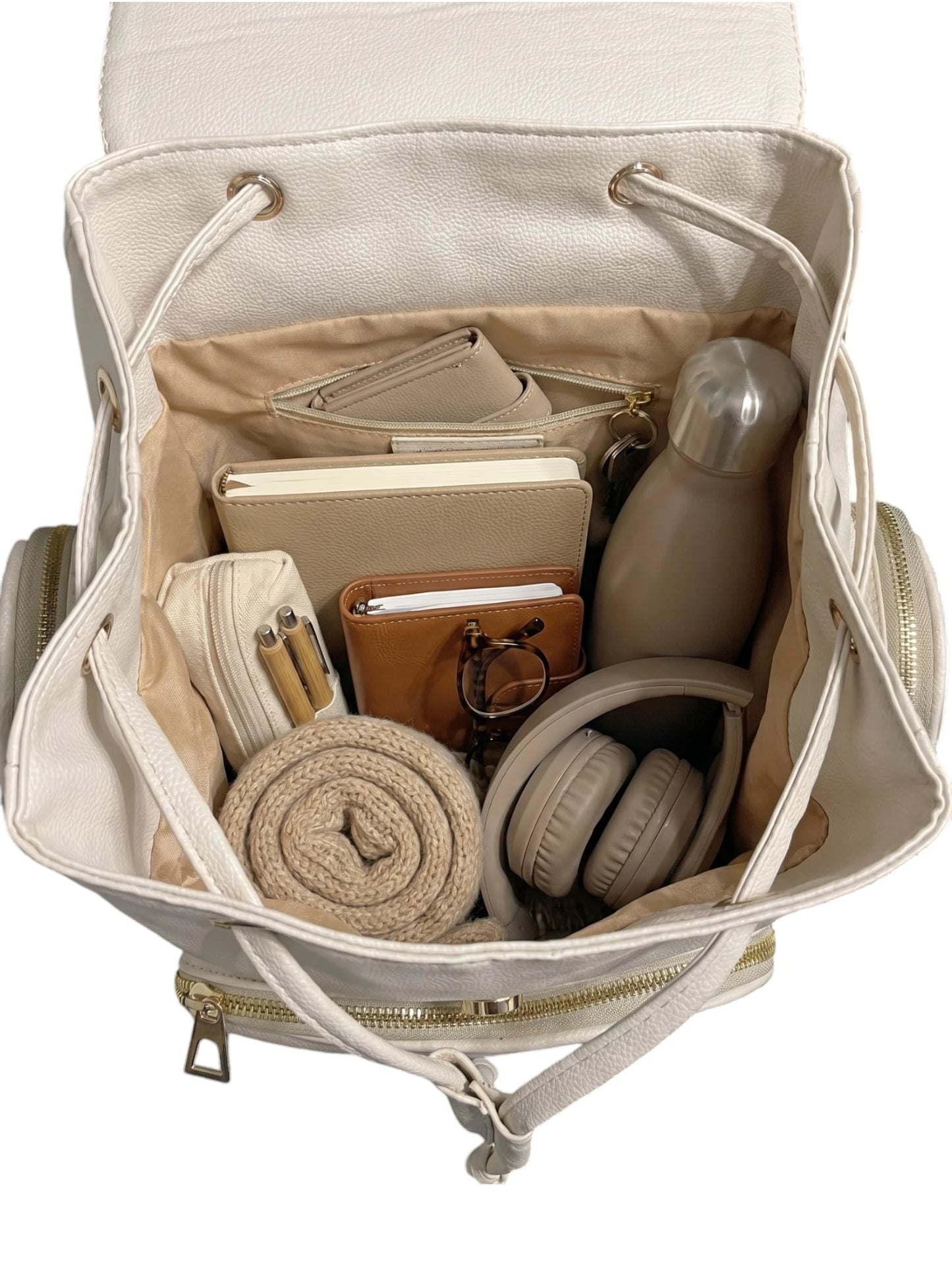 Bolso Morral Casual para Mujer con Herrajes Dorados y Múltiples bolsillos - (Abby)