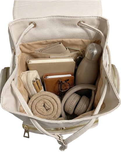 Bolso Morral Casual para Mujer con Herrajes Dorados y Múltiples bolsillos - (Abby)