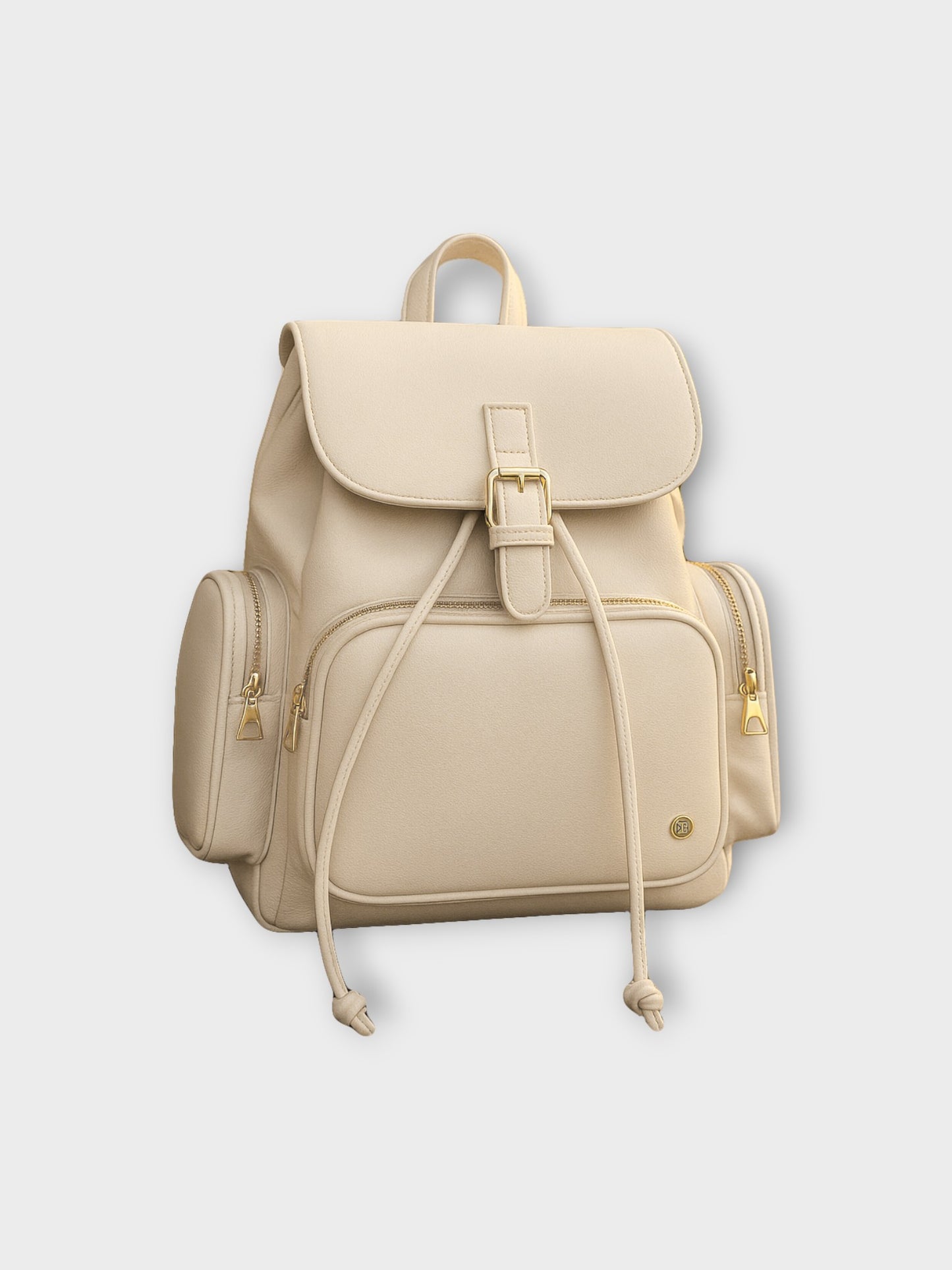 Morral casual para mujer con herrajes dorados y múltiples bolsillos - Negro, Beige y Arena