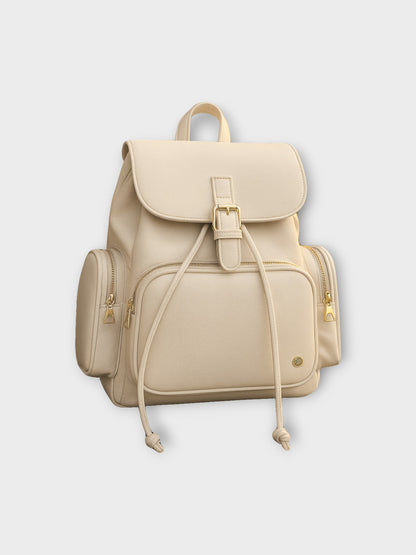 Morral casual para mujer con herrajes dorados y múltiples bolsillos - Negro, Beige y Arena