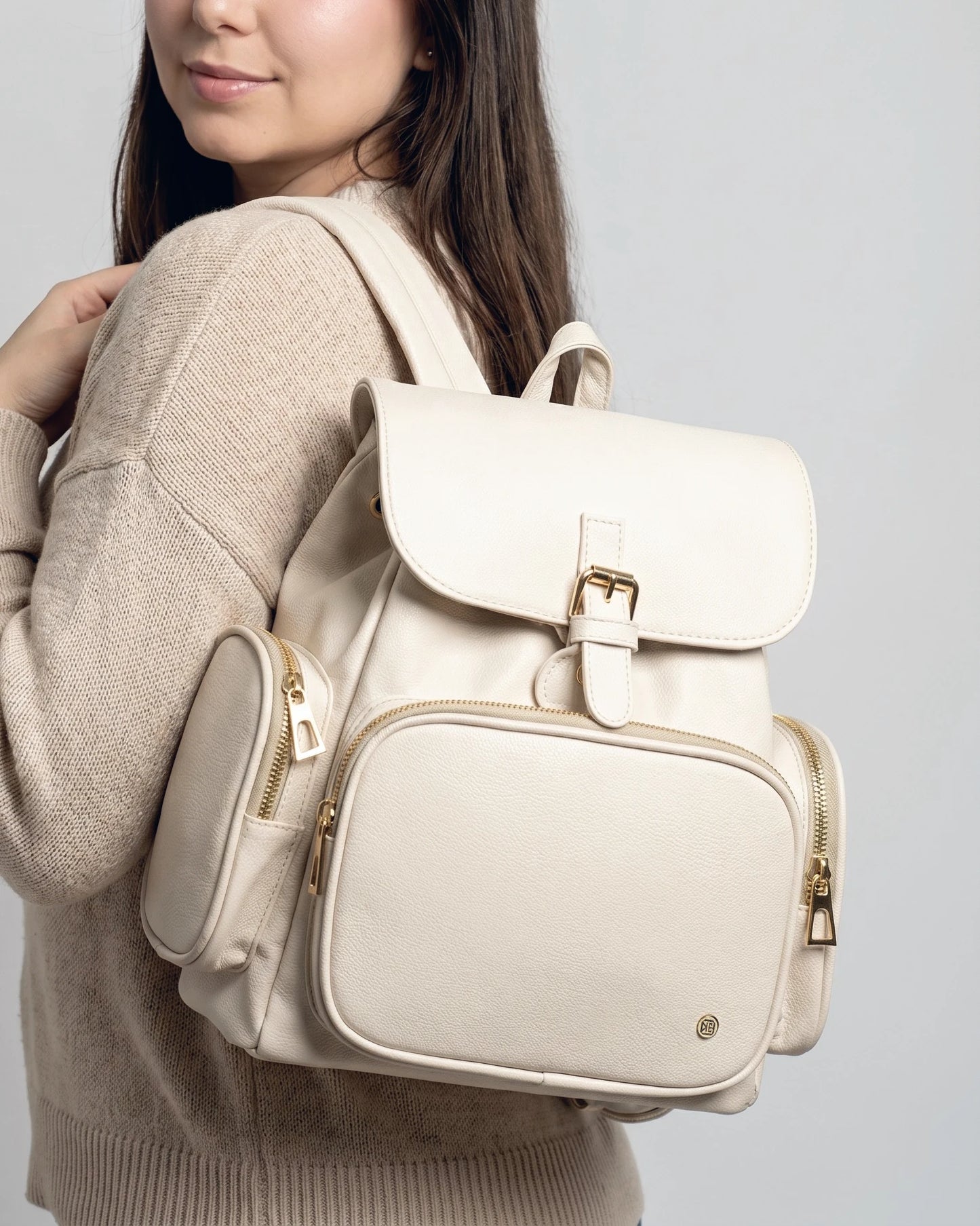 Bolso Morral Casual para Mujer con Herrajes Dorados y Múltiples bolsillos - (Abby)