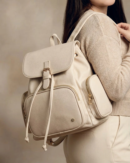 Bolso Morral Casual para Mujer con Herrajes Dorados y Múltiples bolsillos - (Abby)