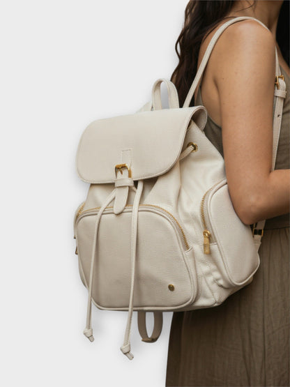 Morral casual para mujer con herrajes dorados y múltiples bolsillos - Negro, Beige y Arena