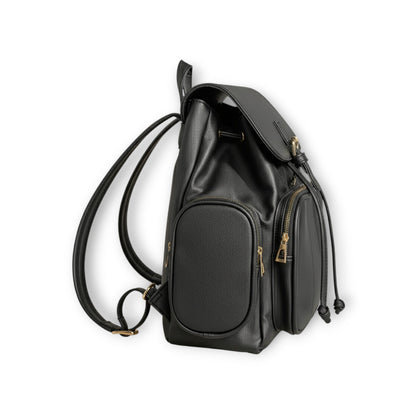 Morral casual para mujer con herrajes dorados y múltiples bolsillos - Negro, Beige y Arena