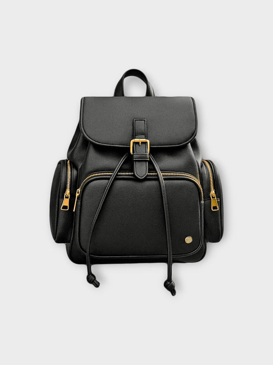 Morral casual para mujer con herrajes dorados y múltiples bolsillos