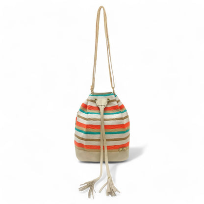 Bucket Bag Bandolera Manos Libres - Miel, Negro, Beige, Azul y Vino (Aria)
