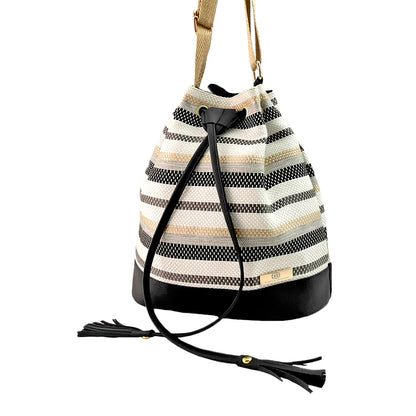 Bucket Bag Bandolera Manos Libres - Miel, Negro, Beige, Azul y Vino (Aria)