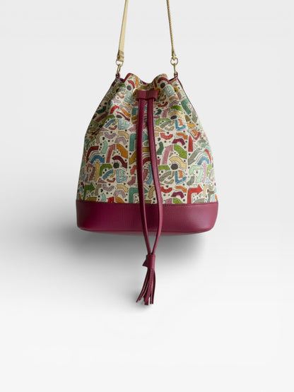 Bucket Bag Aria Miel, Negro, Beige, Azul y Vinotinto