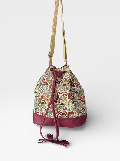 Bucket Bag Aria Miel, Negro, Beige, Azul y Vinotinto