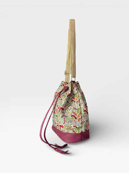 Bucket Bag Aria Miel, Negro, Beige, Azul y Vinotinto