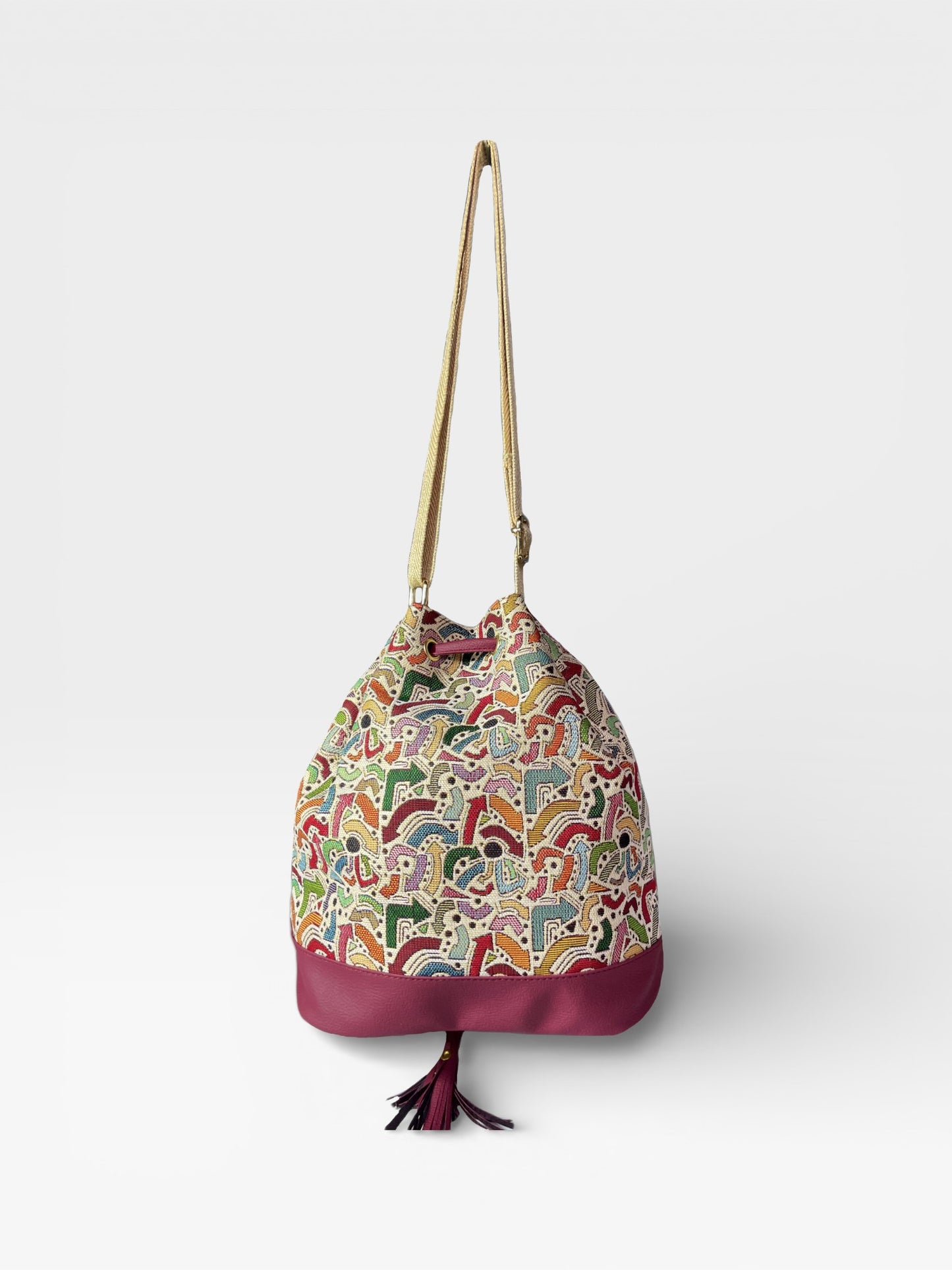Bucket Bag Aria Miel, Negro, Beige, Azul y Vinotinto