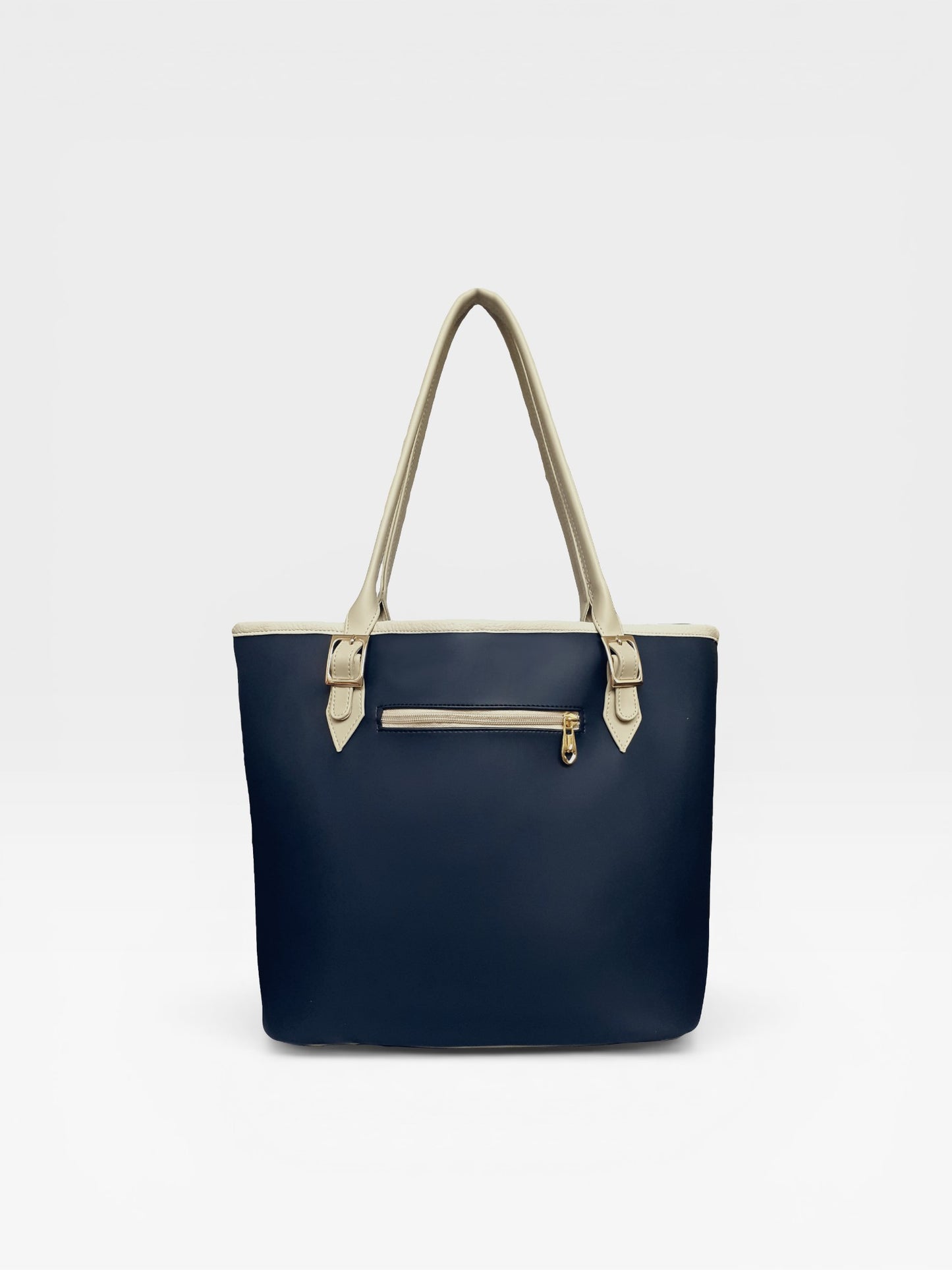 Bolso Cartera Tote con Cosmetiquera - Azul y Negro (Asia)