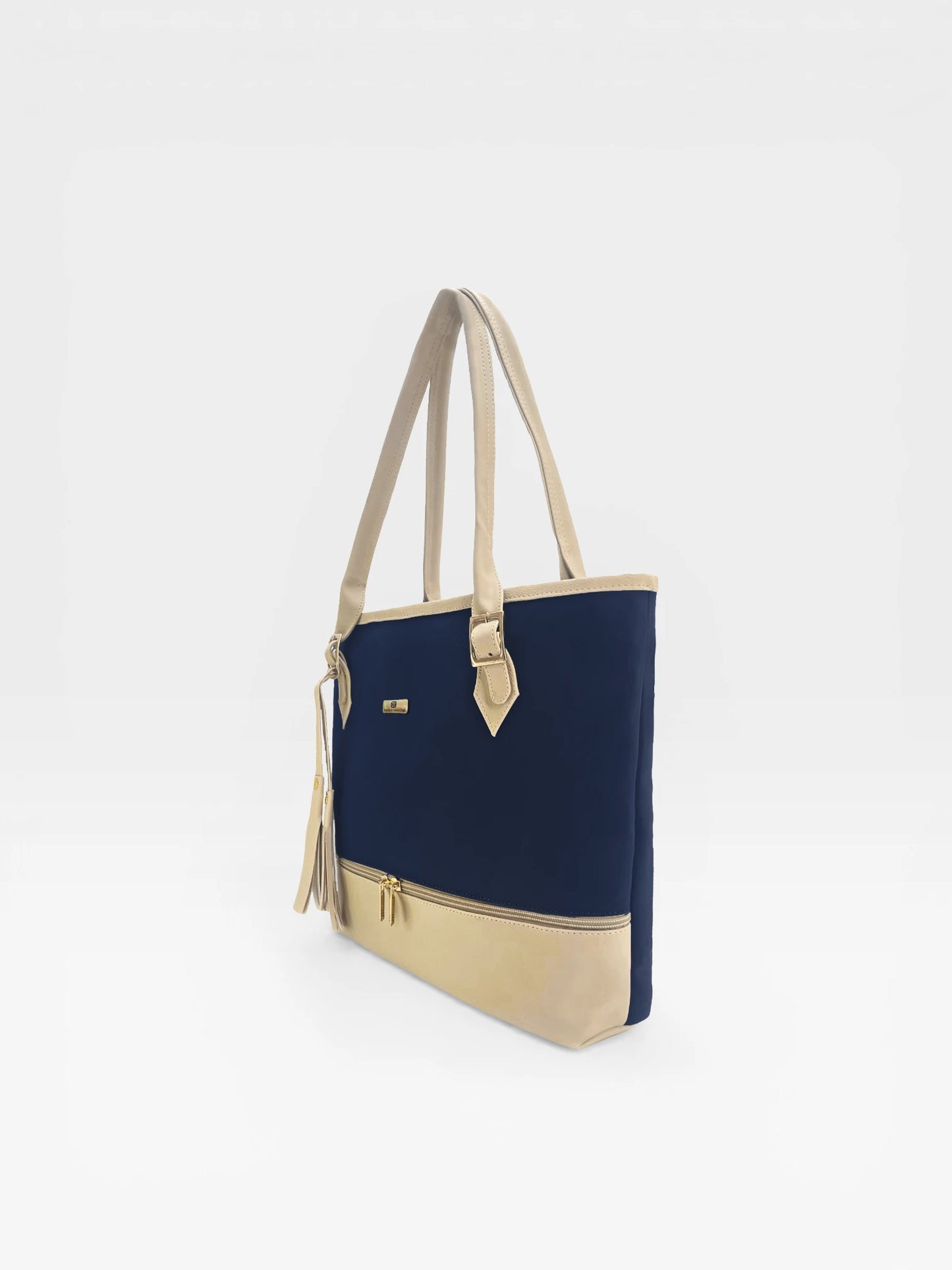 Bolso Cartera Tote con Cosmetiquera - Azul y Negro (Asia)