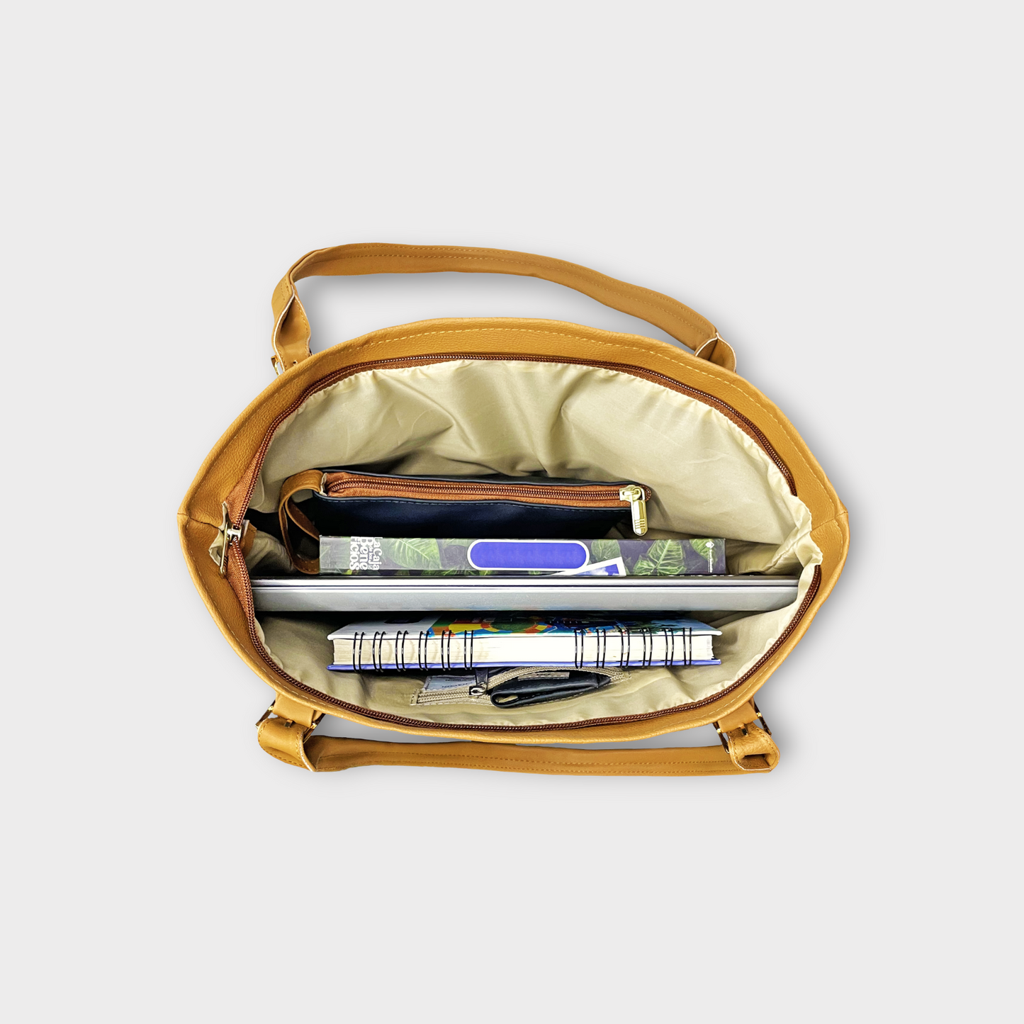 Cartera Bolso Tote Asia con Cosmetiquera - Azul y Negro