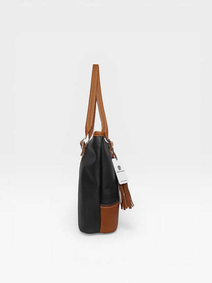 Bolso Cartera Tote con Cosmetiquera - Azul y Negro (Asia)