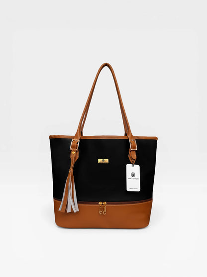 Bolso Cartera Tote con Cosmetiquera - Azul y Negro (Asia)