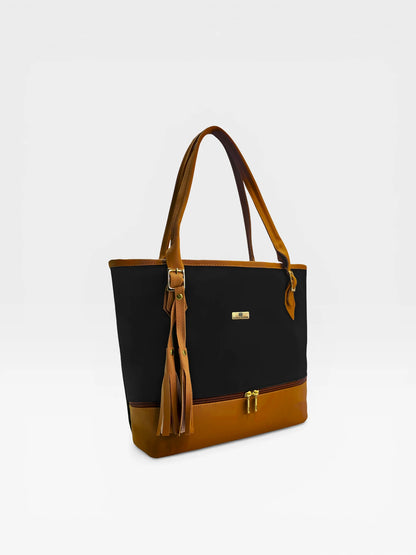 Bolso Cartera Tote con Cosmetiquera - Azul y Negro (Asia)