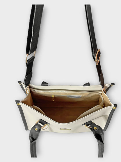 Bolso Cloe con Monedero y Correa Ajustable - Colores Beige y Negro