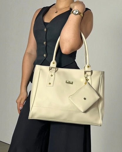 Bolso Cartera Tote con Monedero Beige (Crez)