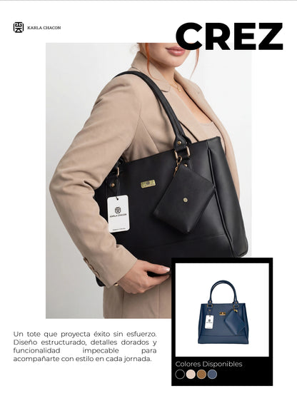 Bolso Cartera Tote con Monedero Café (Crez)