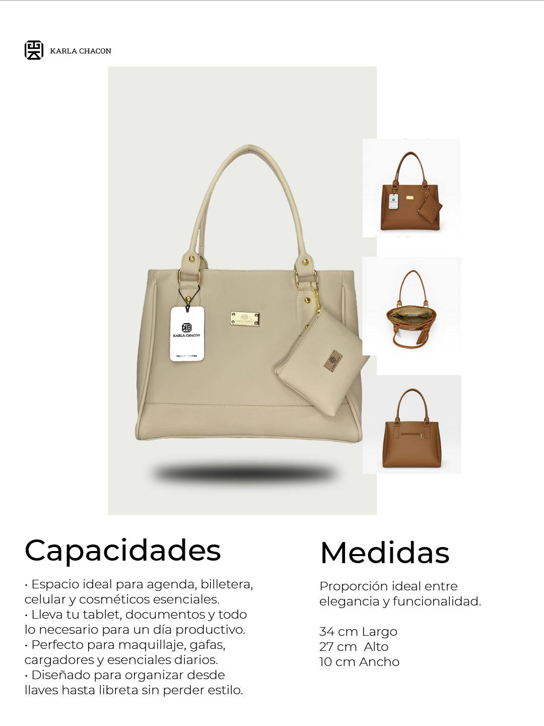 Bolso Cartera Tote con Monedero Café (Crez)