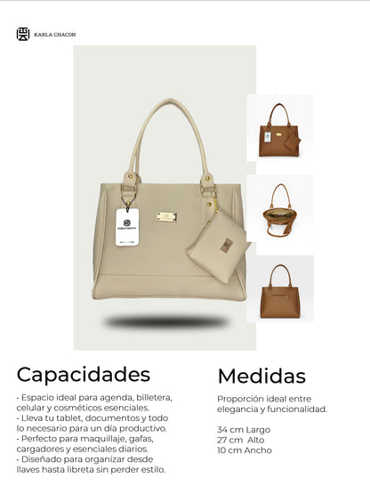 Bolso Cartera Tote con Monedero Café (Crez)