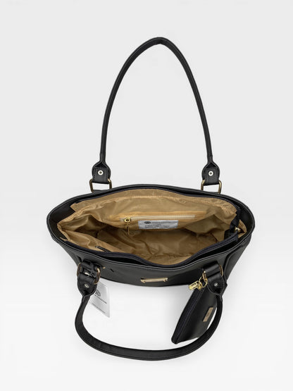 Bolso Cartera Tote con Monedero Negro (Crez)