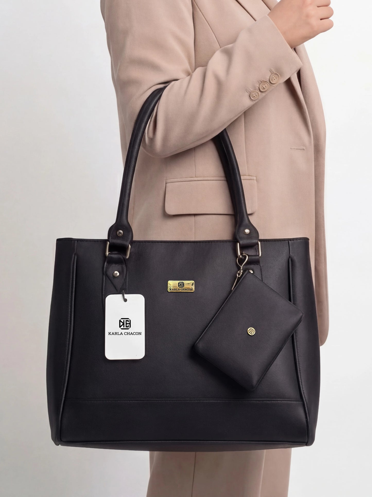 Bolso Cartera Tote con Monedero Negro (Crez)