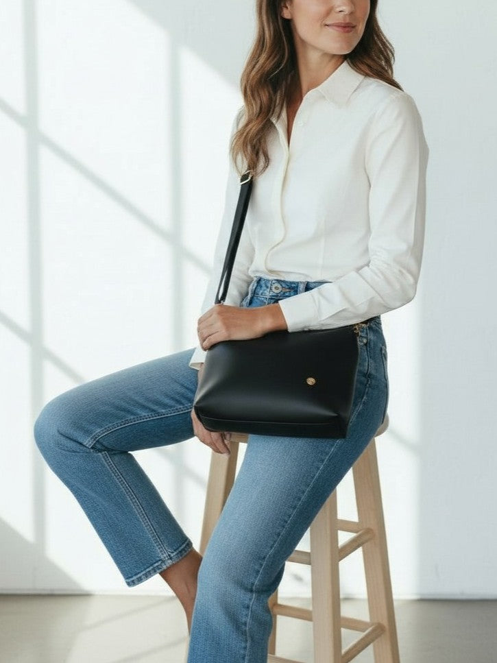 Bolso Cuba Negro Con Monedero - Negro y Beige