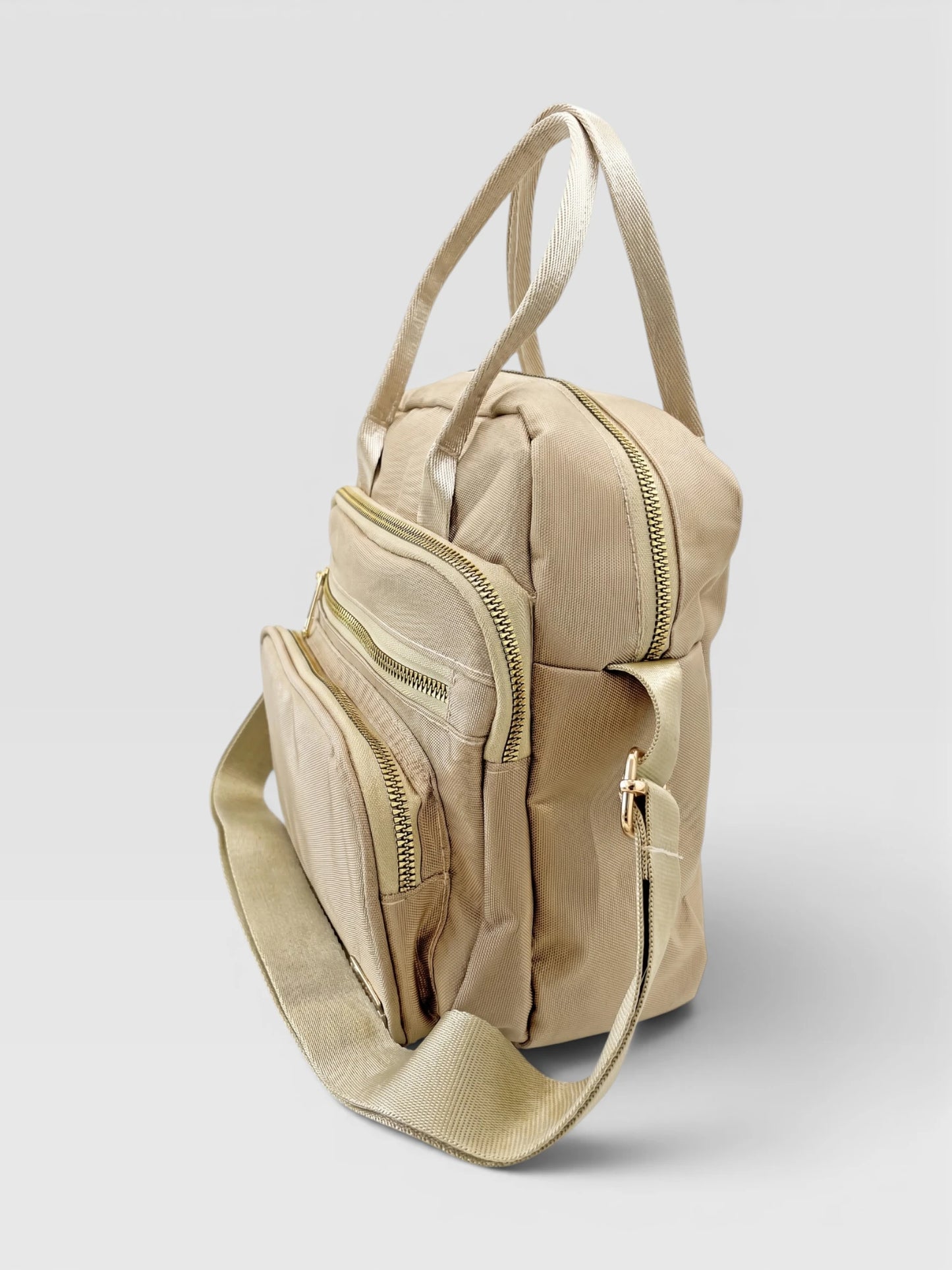 Bolso Multifunción Deportivo en Lona - Negro y Beige (Elen)