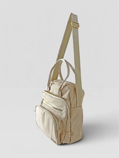 Bolso Multifunción Deportivo en Lona - Negro y Beige (Elen)