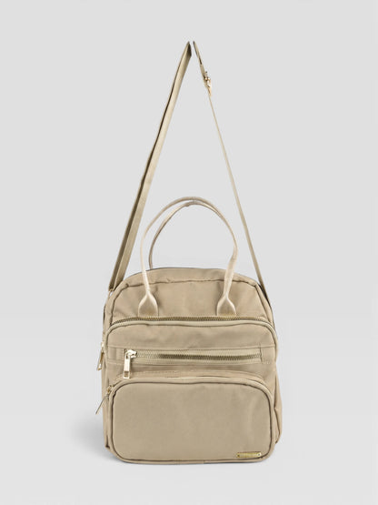 Bolso Multifunción Deportivo en Lona - Negro y Beige (Elen)