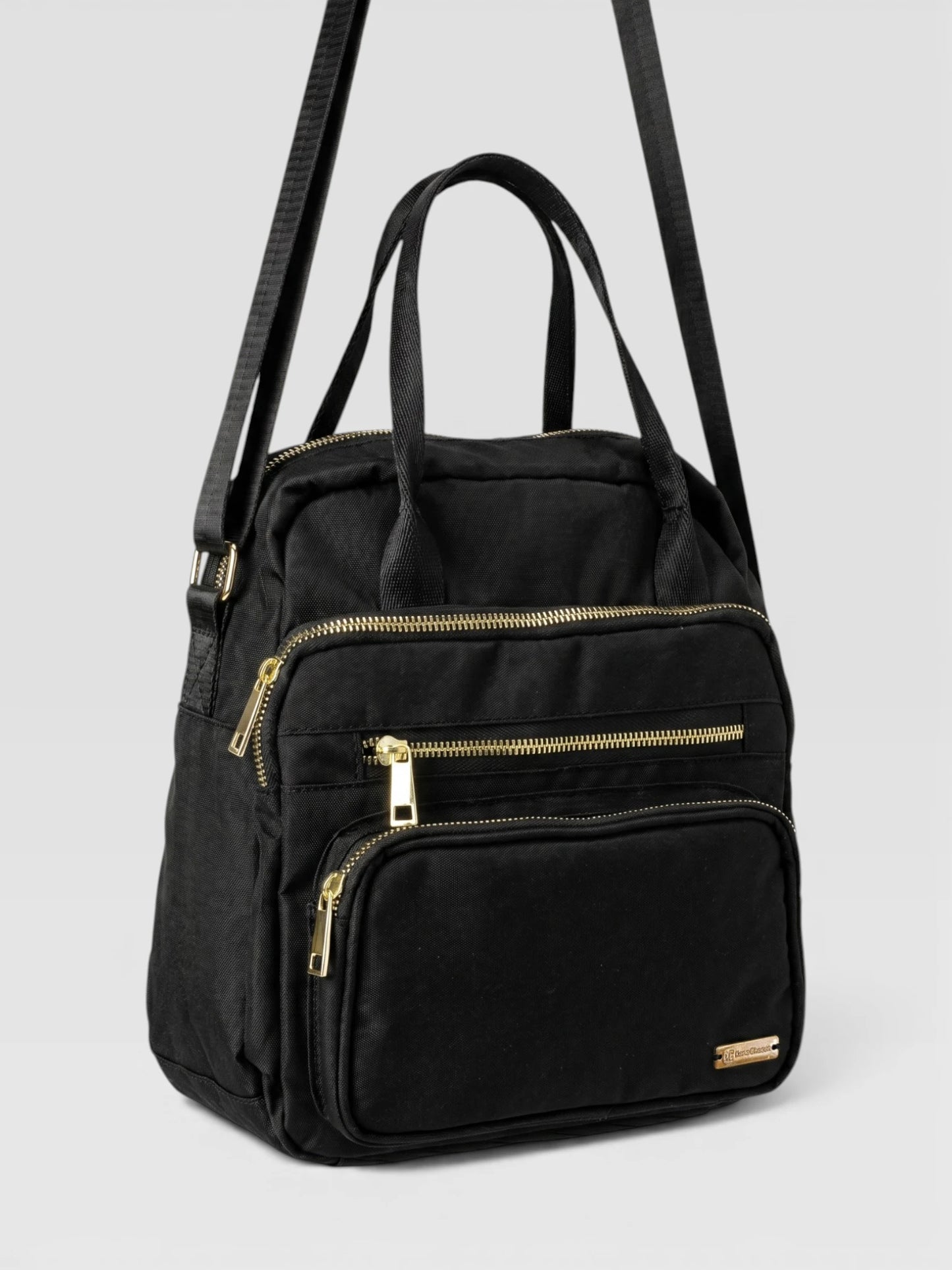 Bolso Multifunción Deportivo en Lona - Negro y Beige (Elen)
