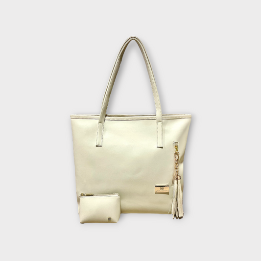 Cartera Tote Emma Beige Con Accesorio