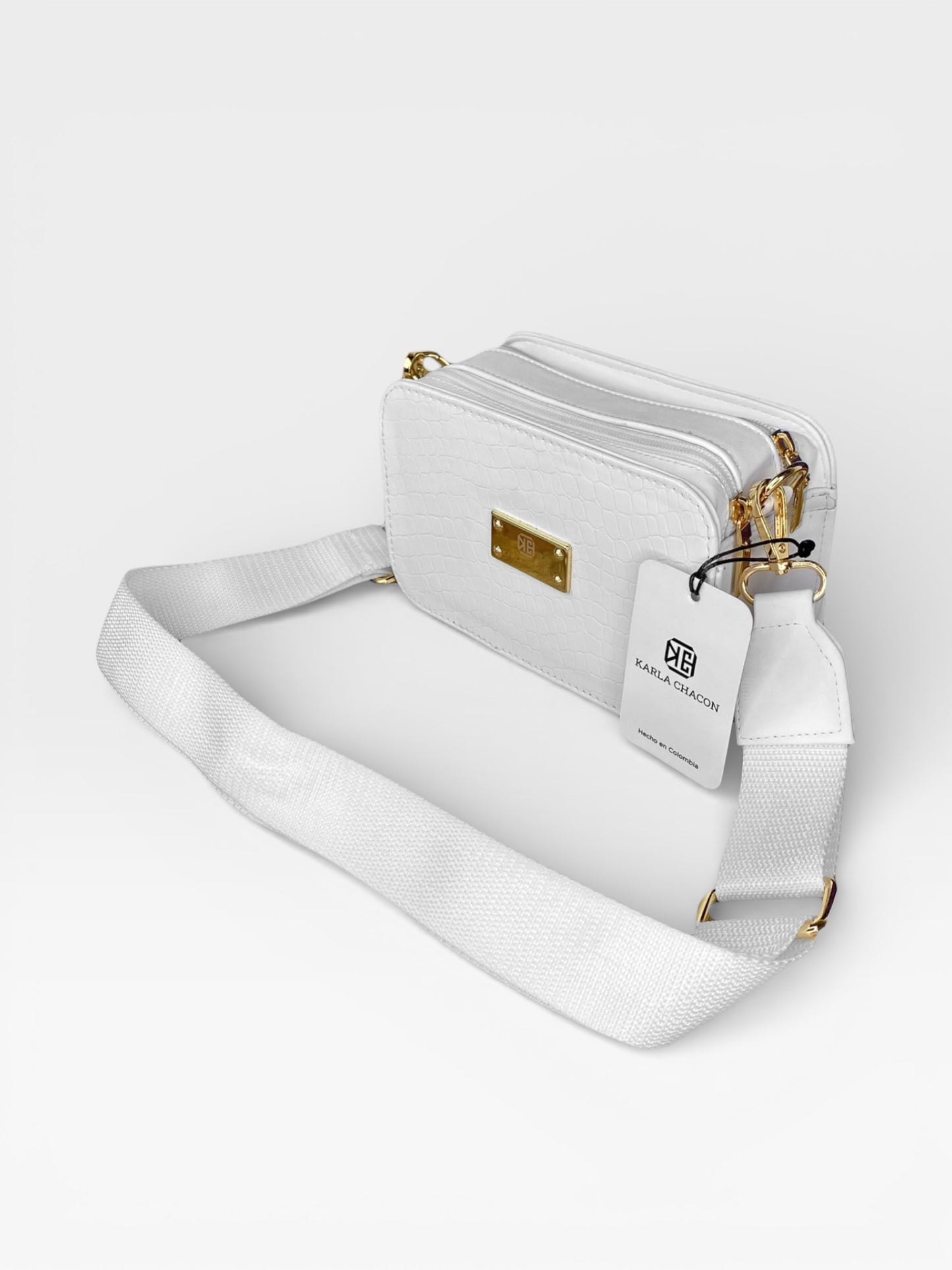 Bolso Bandolera Manos Libres - Blanco y Negro (Evah)