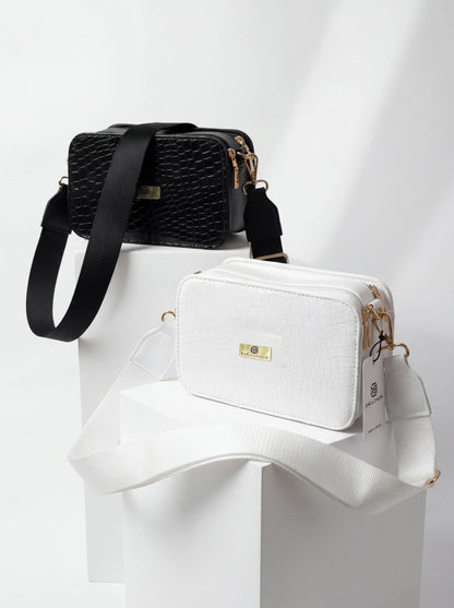 Bolso Bandolera Manos Libres - Blanco y Negro (Evah)