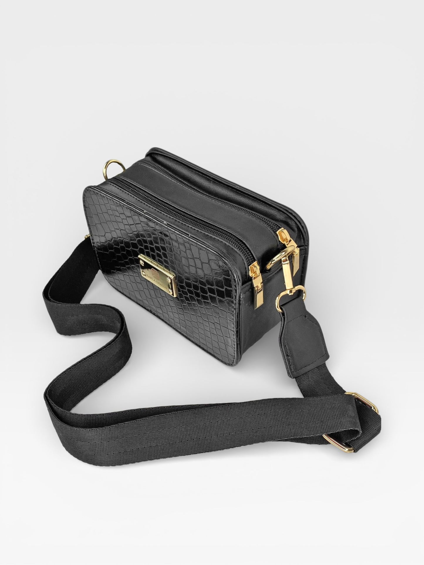 Bolso Bandolera Manos Libres - Blanco y Negro (Evah)