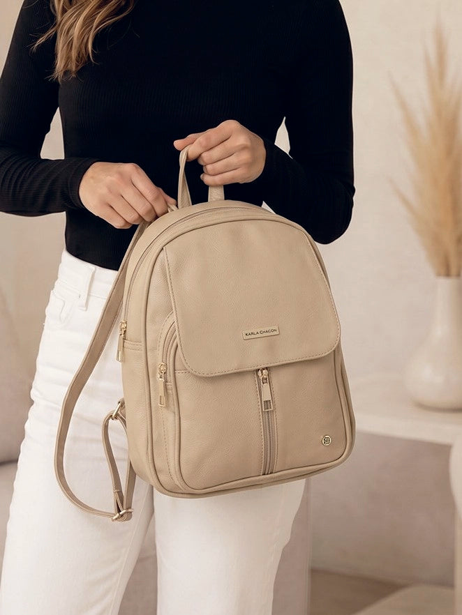 Bolso Morral Pequeño  Casual - Negro y Beige (Fabi)