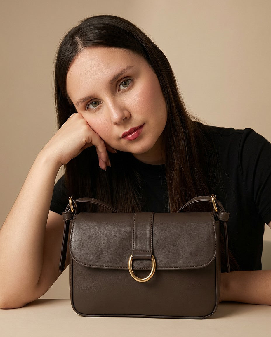 Bolso Bandolera Crossbody - Café y Negro (Frida)