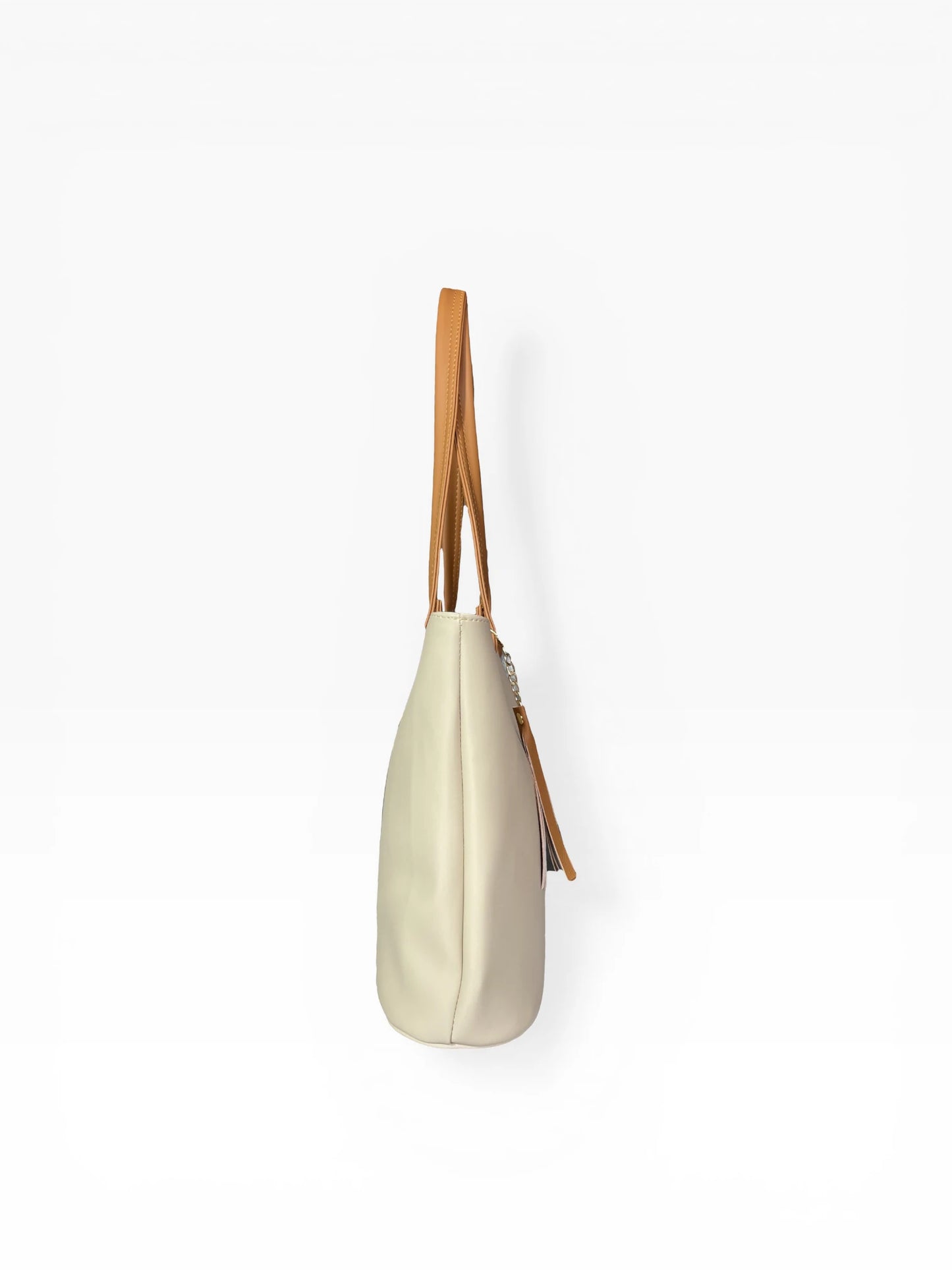 Bolso Cartera Mediana con Cosmetiquera - Negro Miel y Beige (Gady)